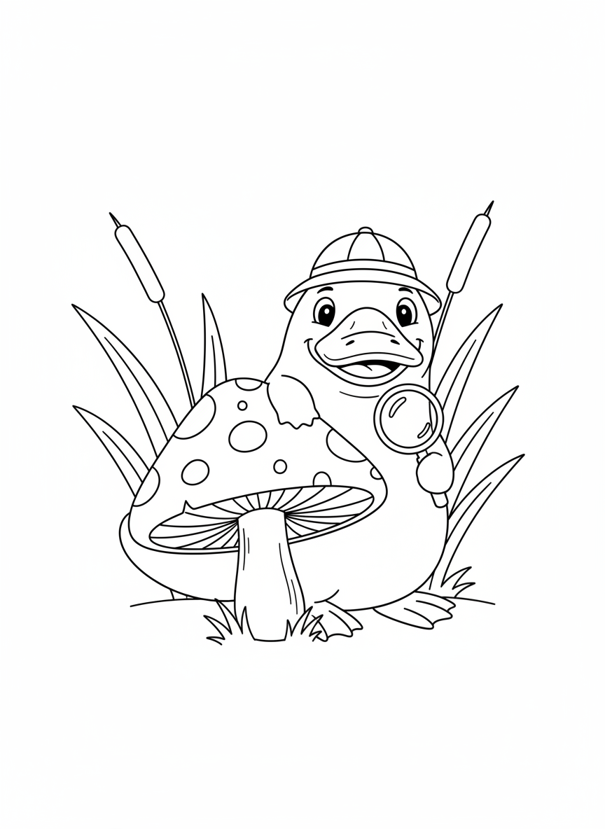 Cute Platypus Explorer Coloring Page