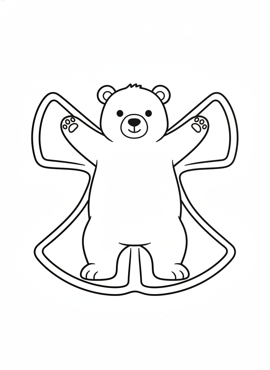 Cute Polar Bear Snow Angel Coloring Page