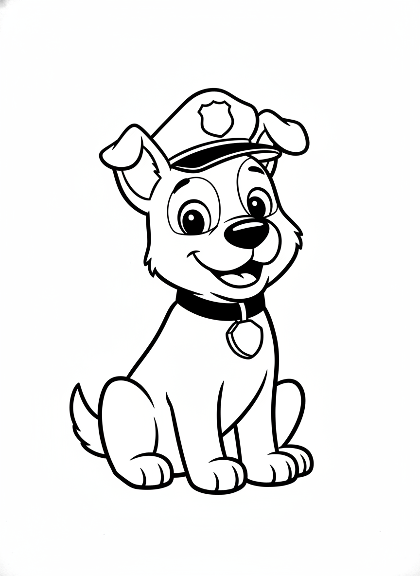 Cute Police Dog Coloring Page
