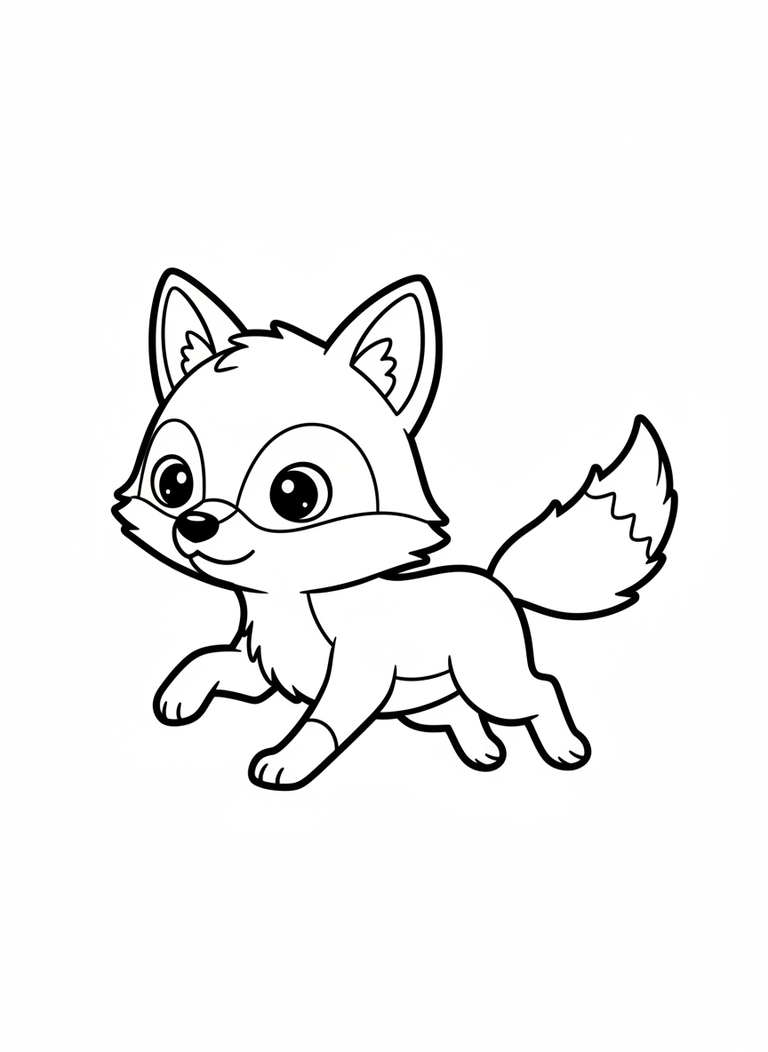 Cute Running Coyote Coloring Page for Kids