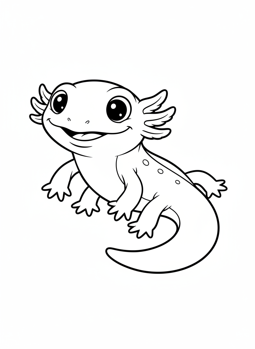 Cute Smiling Cave Salamander Coloring Page