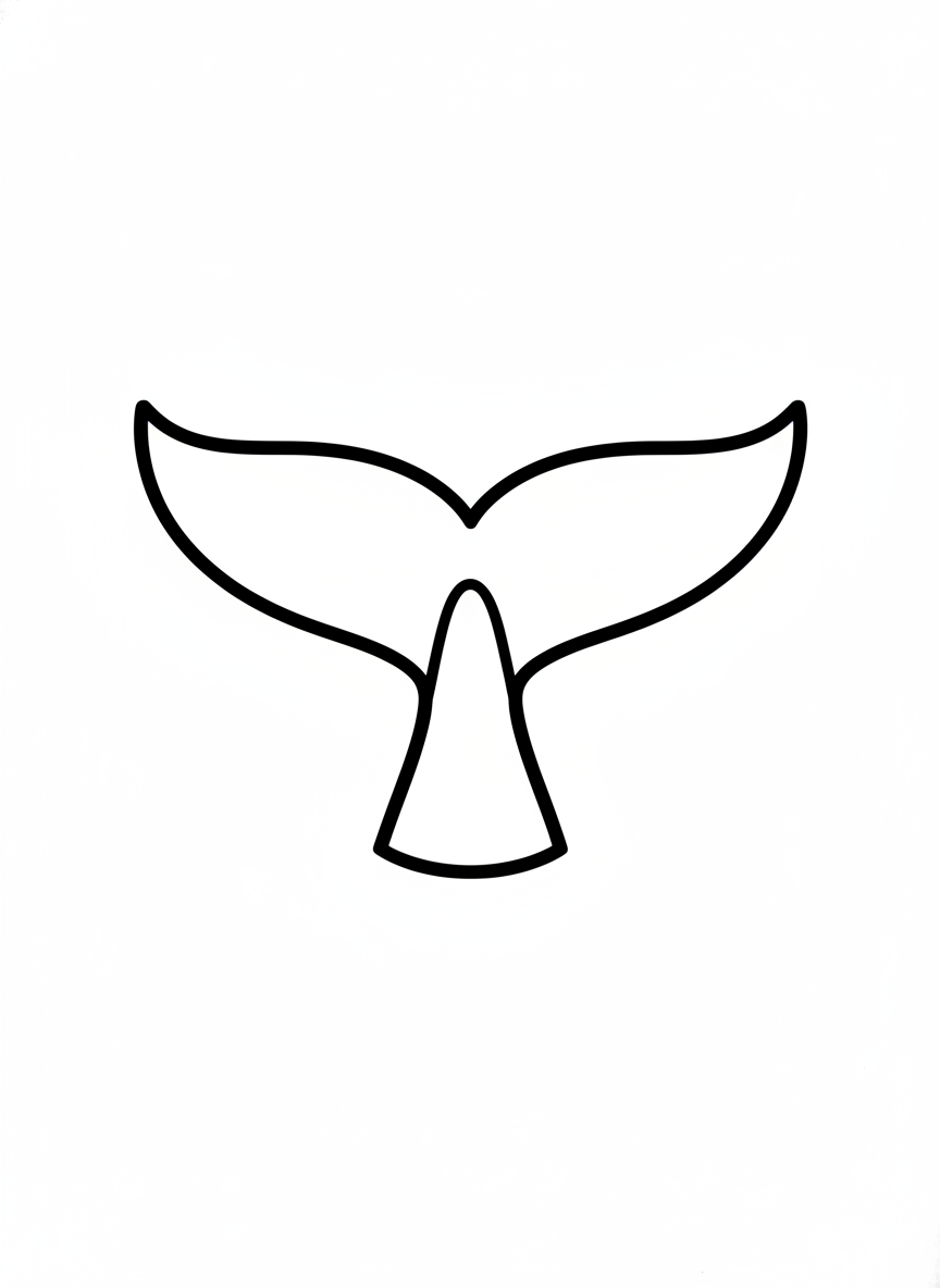 Cute Sperm Whale Tail Fin Coloring Page for Kids