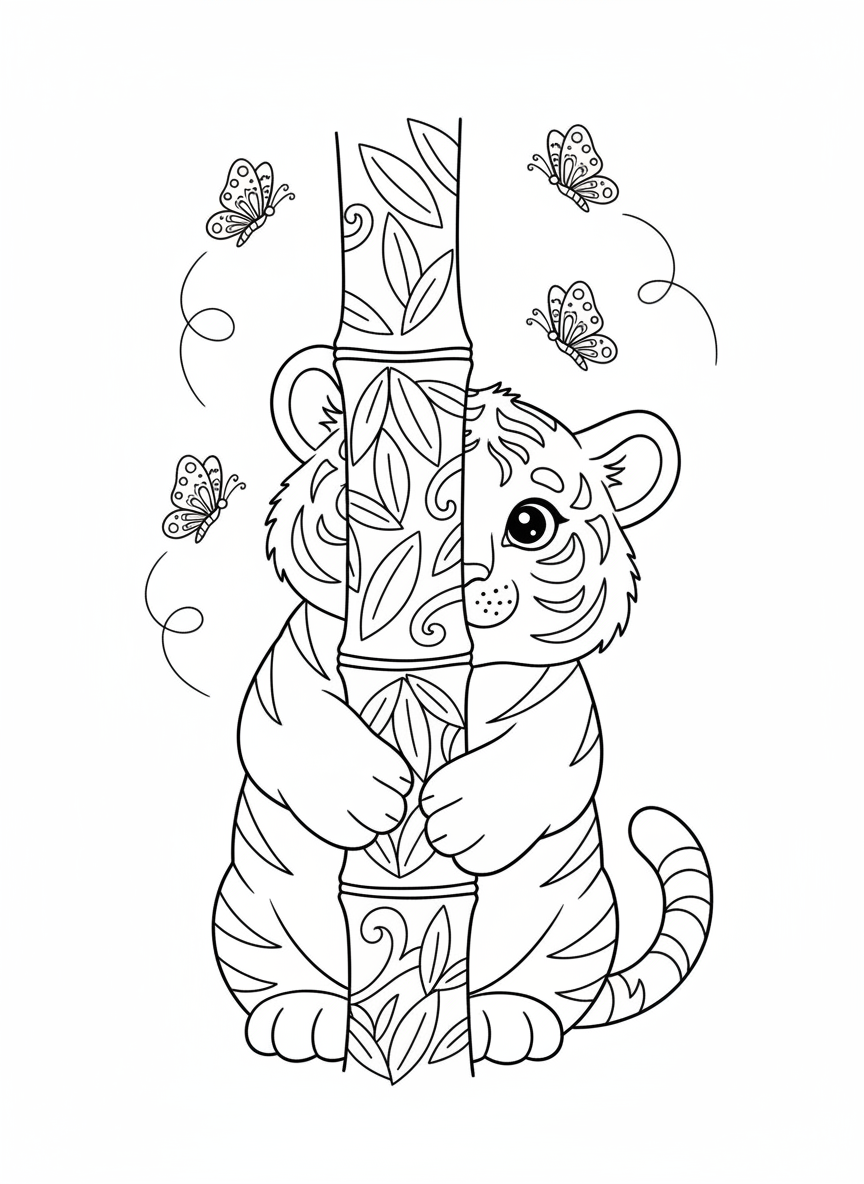 Cute White Tiger Cub Coloring Page