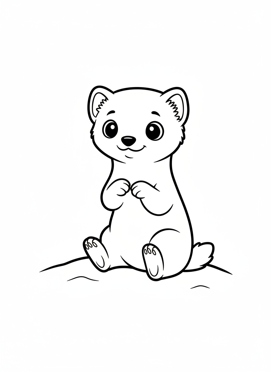 Cute Winter Stoat: Playful Snowdrift Fun