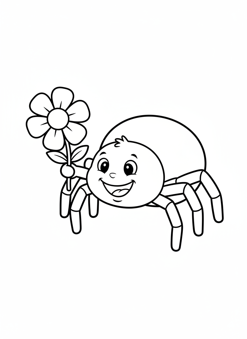 Friendly Cartoon Spider Coloring Page