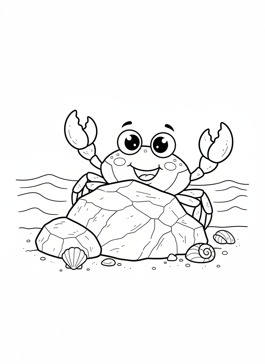 Friendly Crab Peeking from Rock Pool