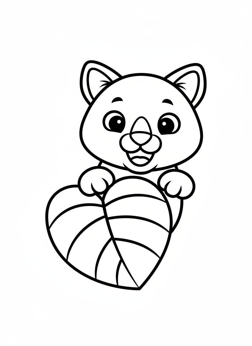 Friendly Fossa Peeking - Easy Coloring Page for Kids