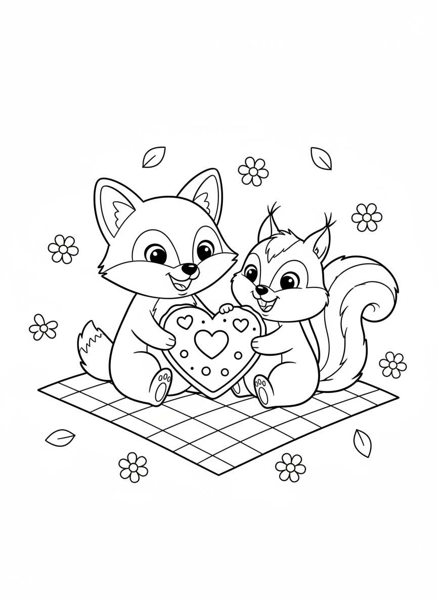 Friendly Fox and Squirrel Share a Cookie