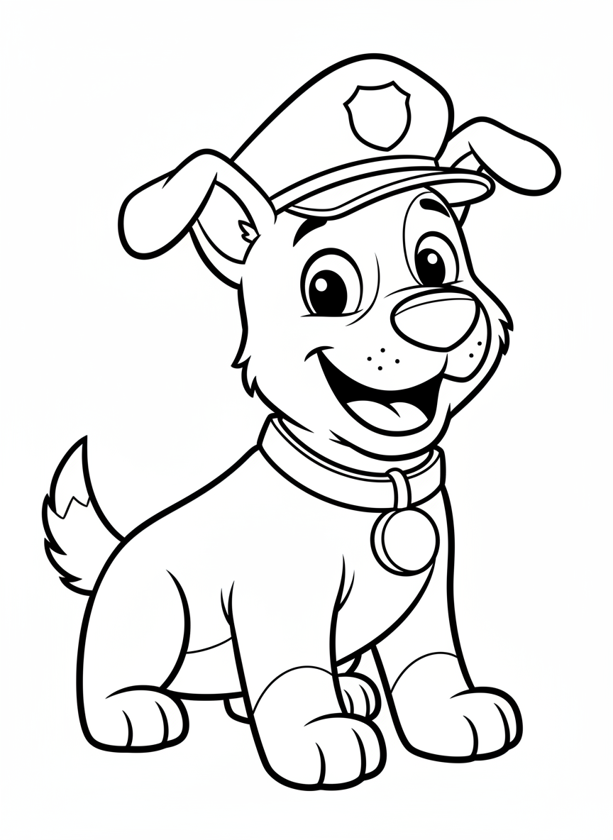 Friendly Police Dog Coloring Page for Kids
