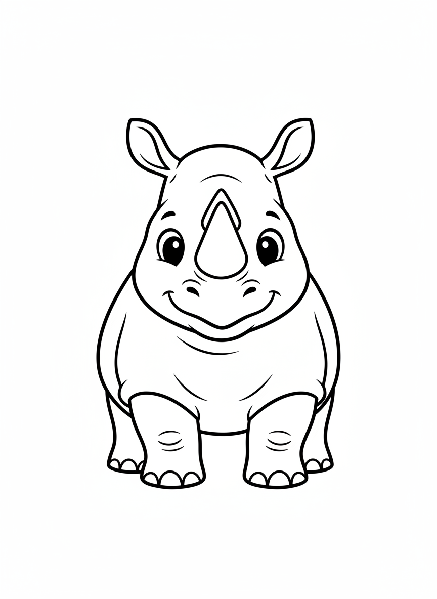 Friendly Rhino Coloring Page for Kids
