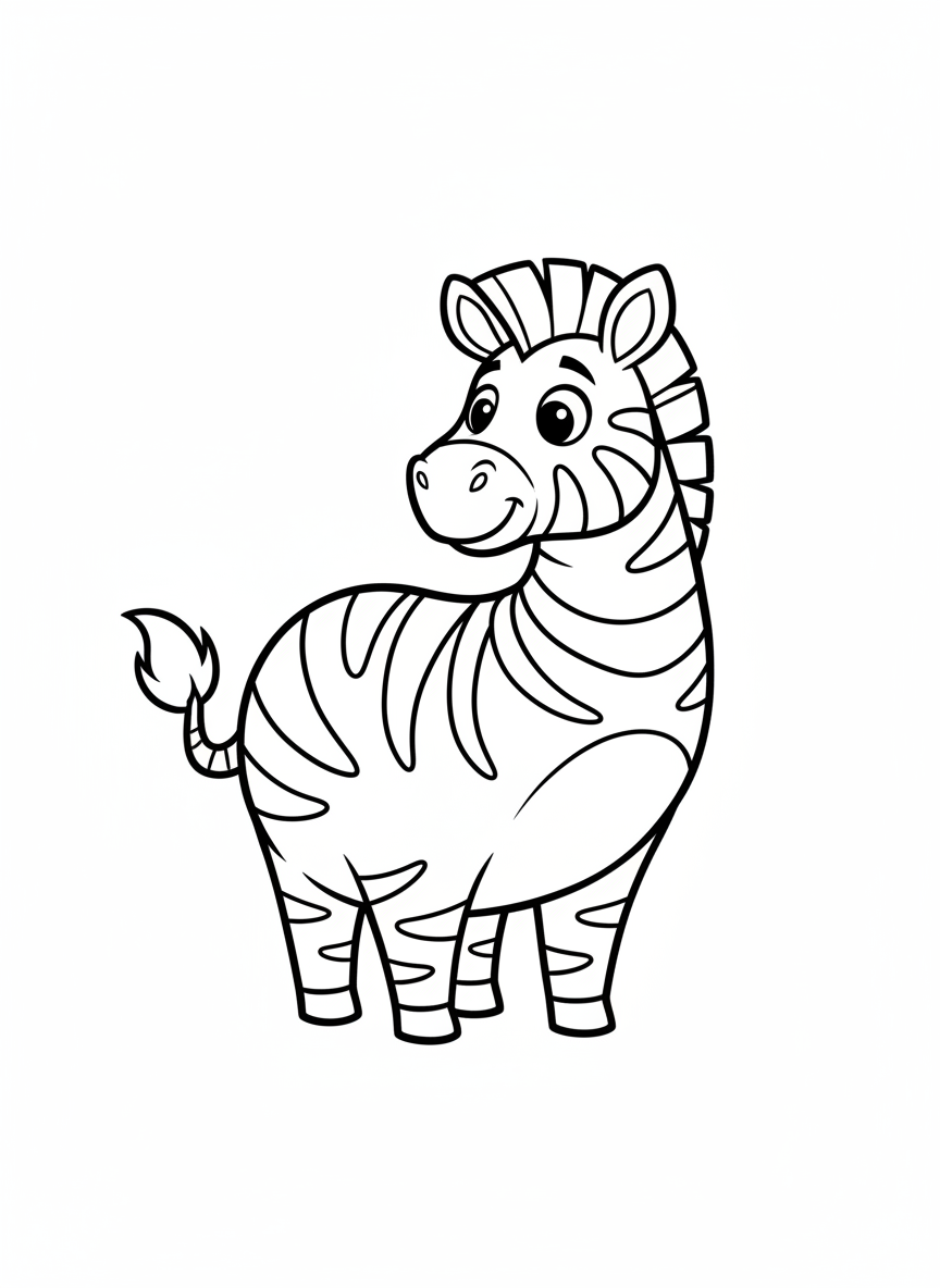 Friendly Zebra Coloring Page for Kids