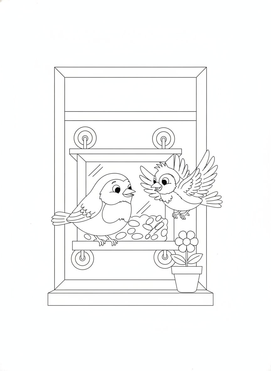 Fun Bird Feeder Coloring Page for Kids
