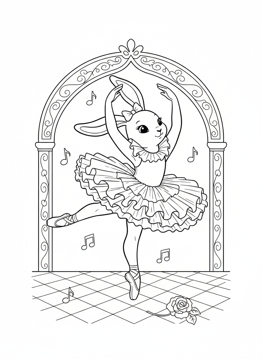 Graceful Ballet Bunny Coloring Page