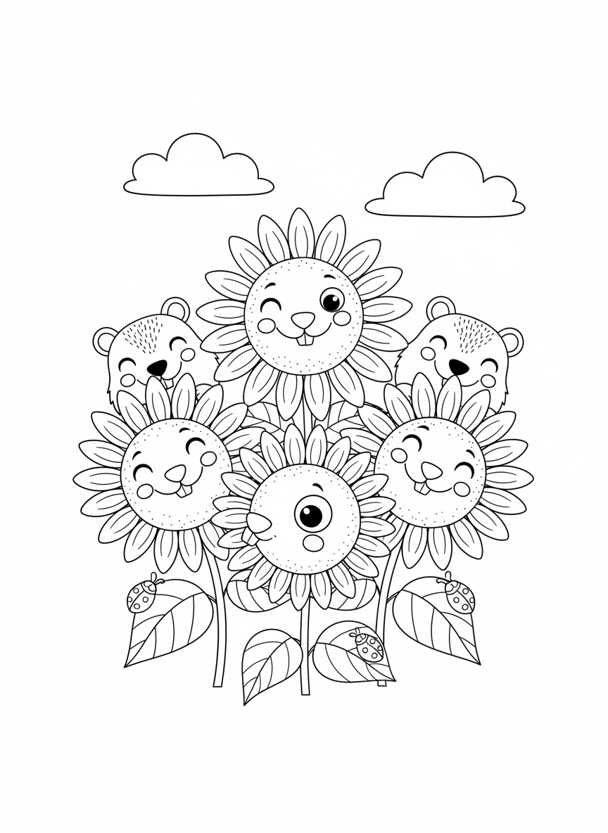 Groundhog Hide-and-Seek with Sunflowers