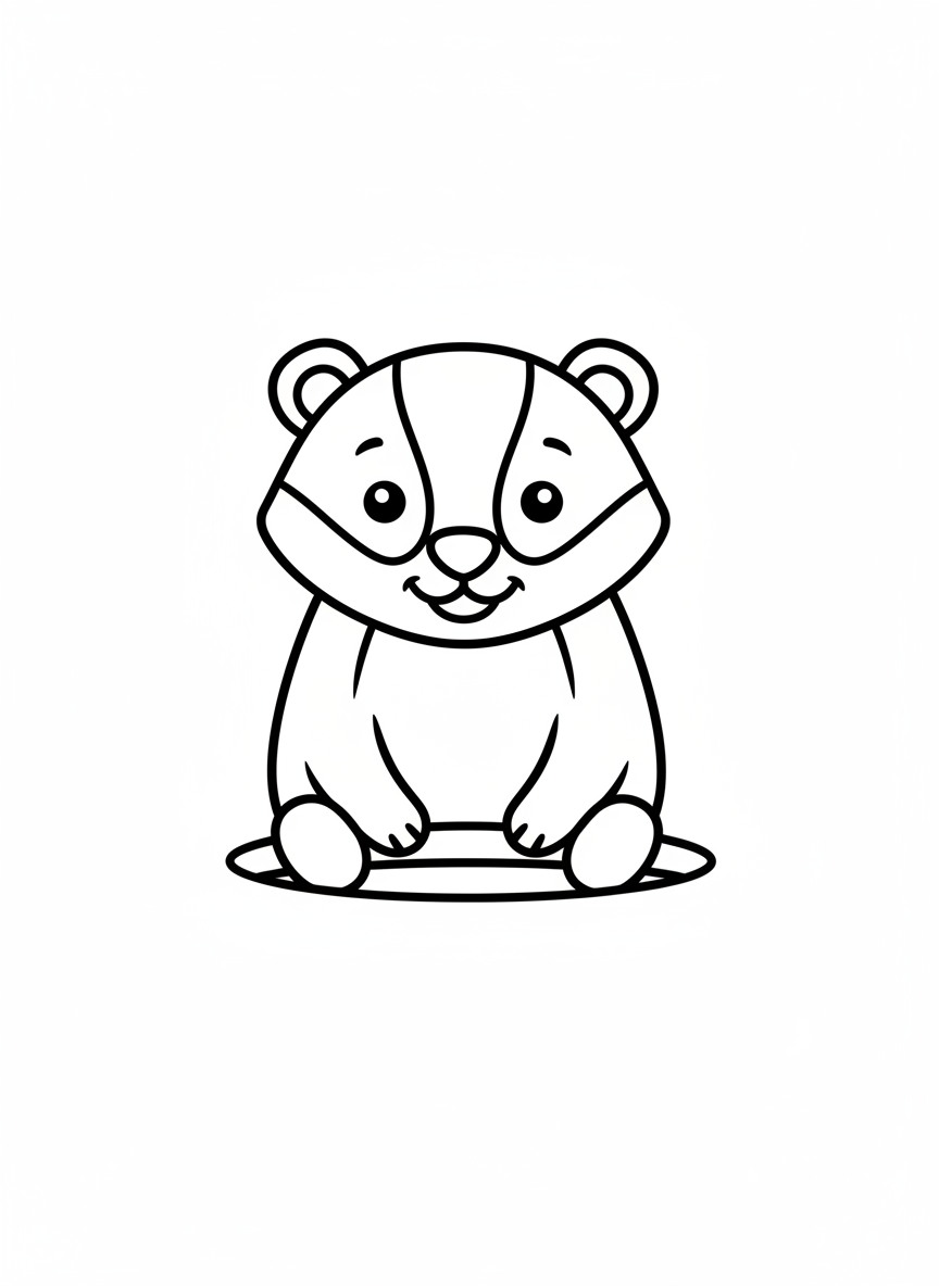 Happy Badger Digging Coloring Page for Kids
