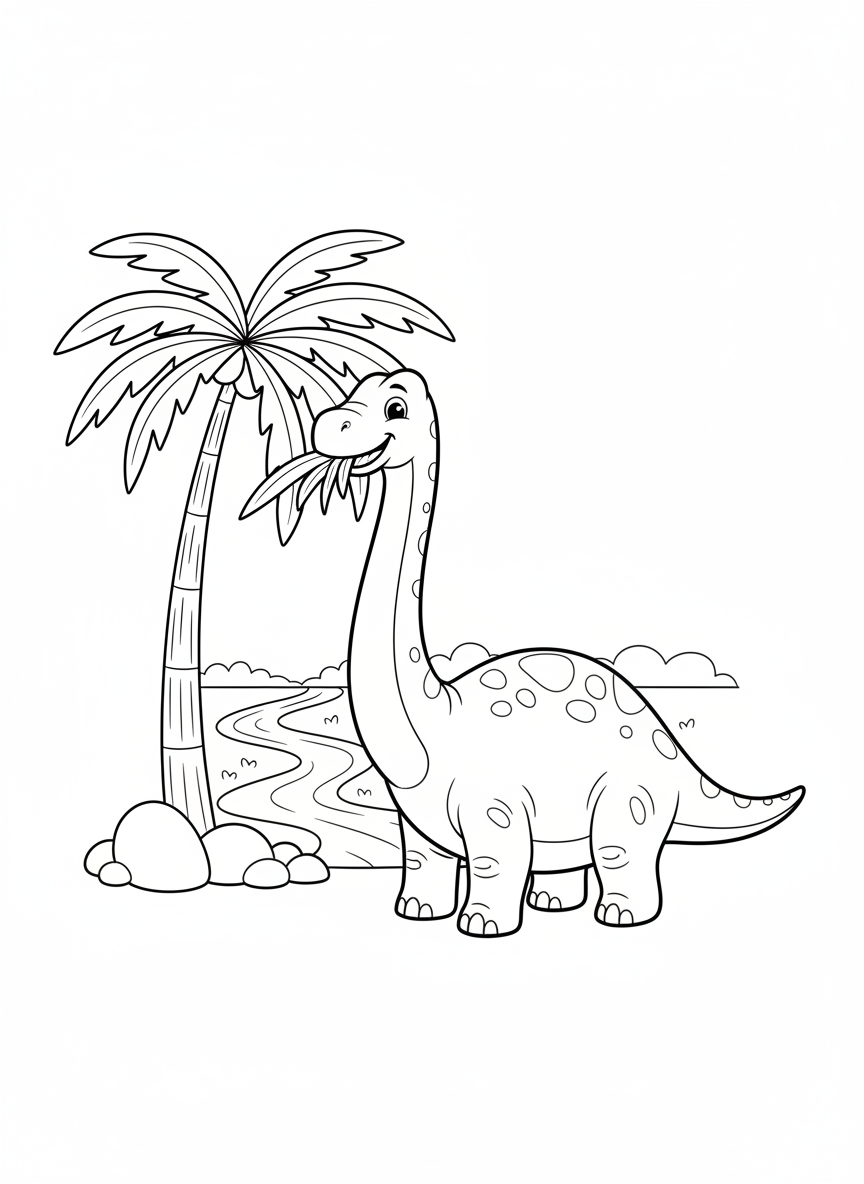 Happy Brontosaurus Coloring Page for Kids