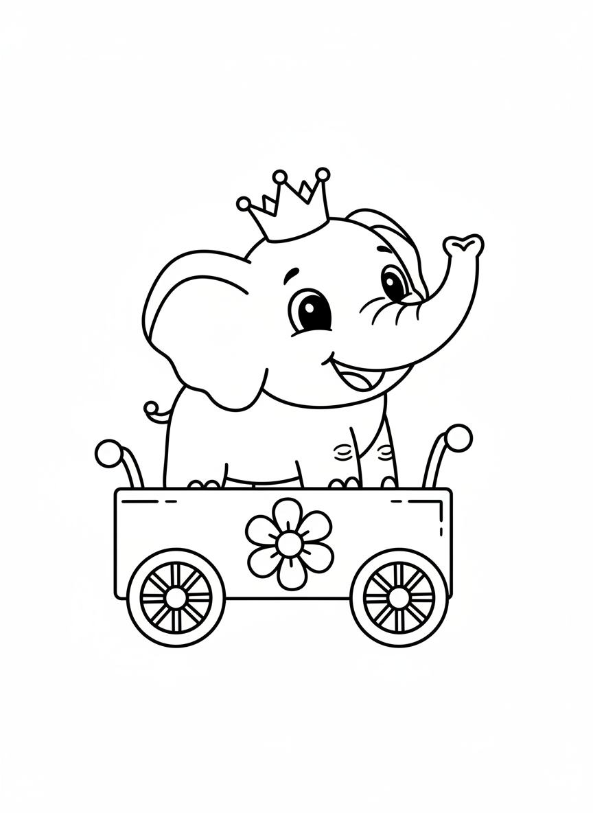 Happy Elephant Parade Float Coloring Page