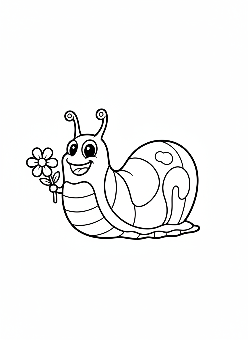 Happy Rainbow Slug Coloring Page for Kids