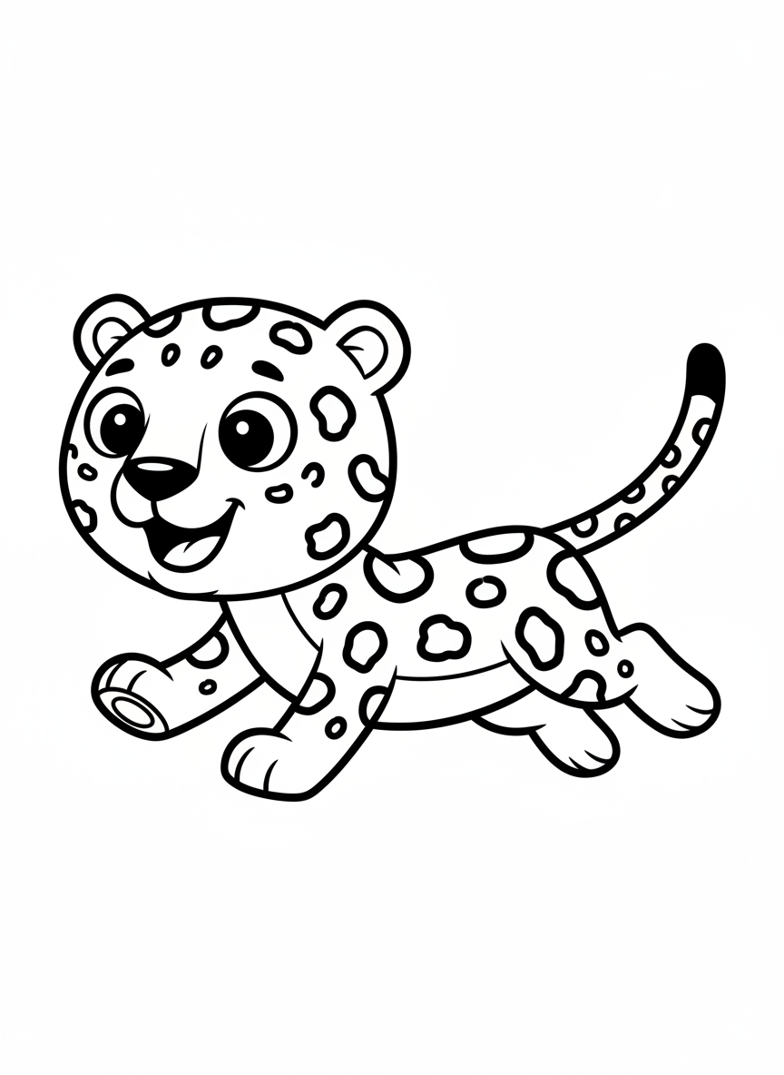 Happy Running Jaguar Coloring Page