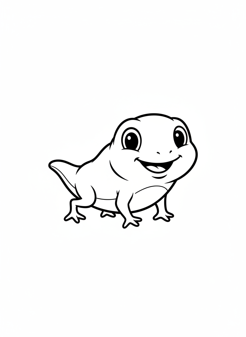 Happy Tadpole Coloring Page for Kids