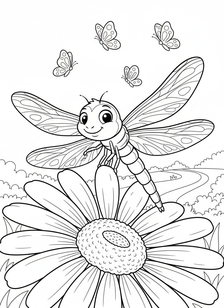 Inquisitive Dragonfly on Daisy