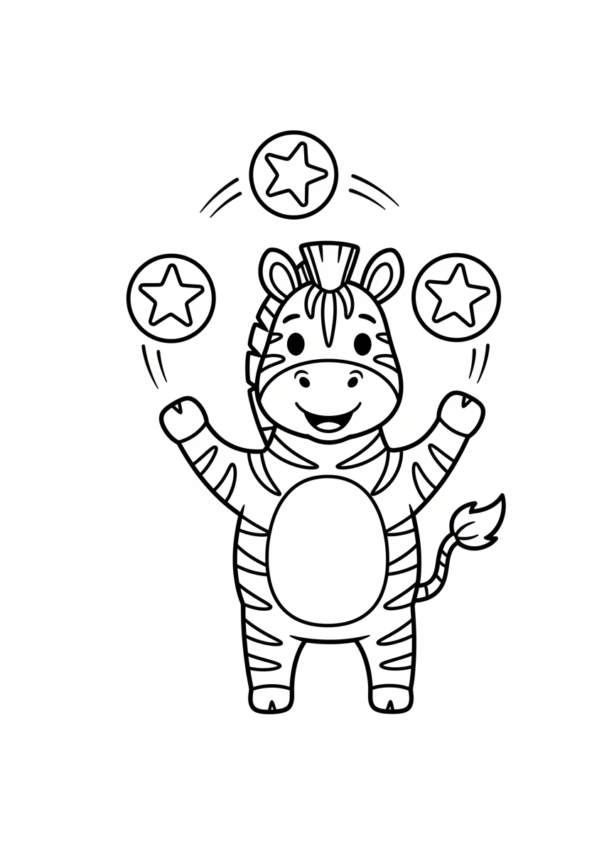 Juggling Rainbow Zebra Coloring Page