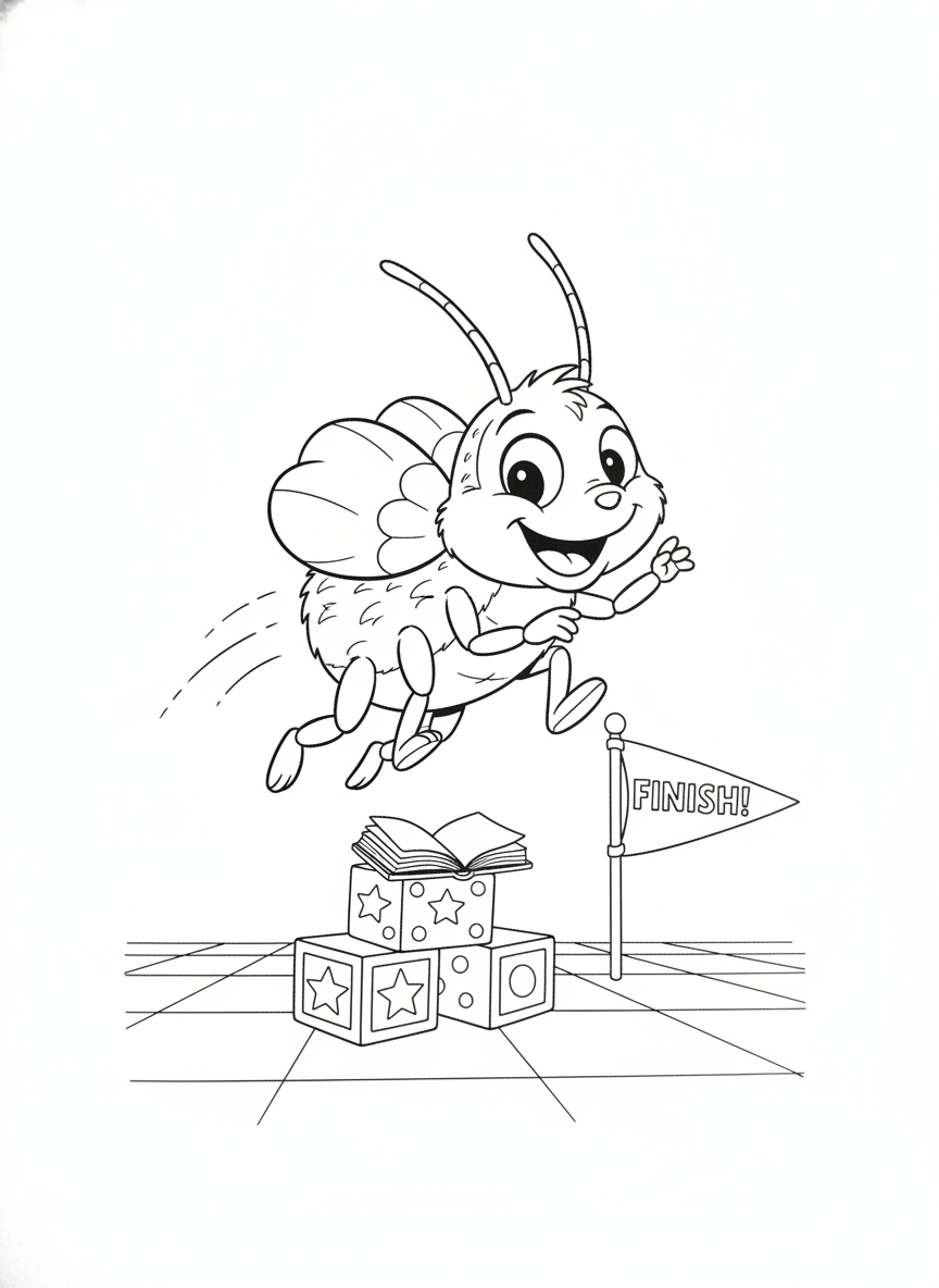 Jumping Flea Obstacle Course: A Fun Coloring Page for Kids