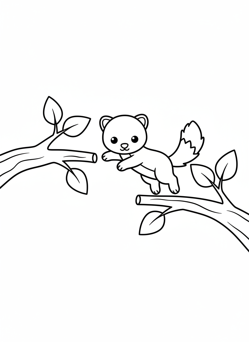 Jumping Pine Marten Coloring Page