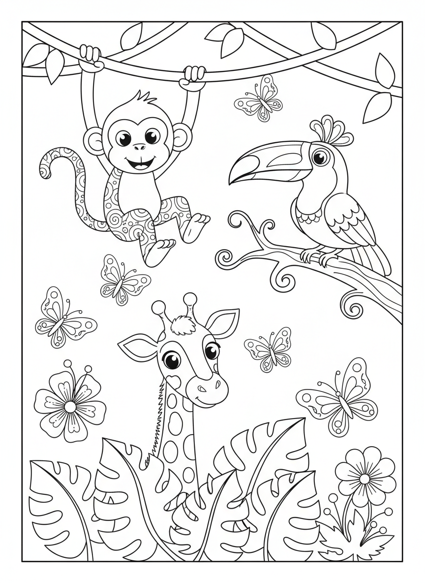 Jungle Friends Coloring Adventure for Kids