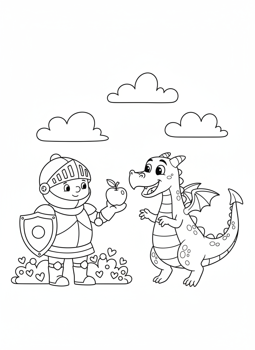 Knight and Dragon Coloring Fun