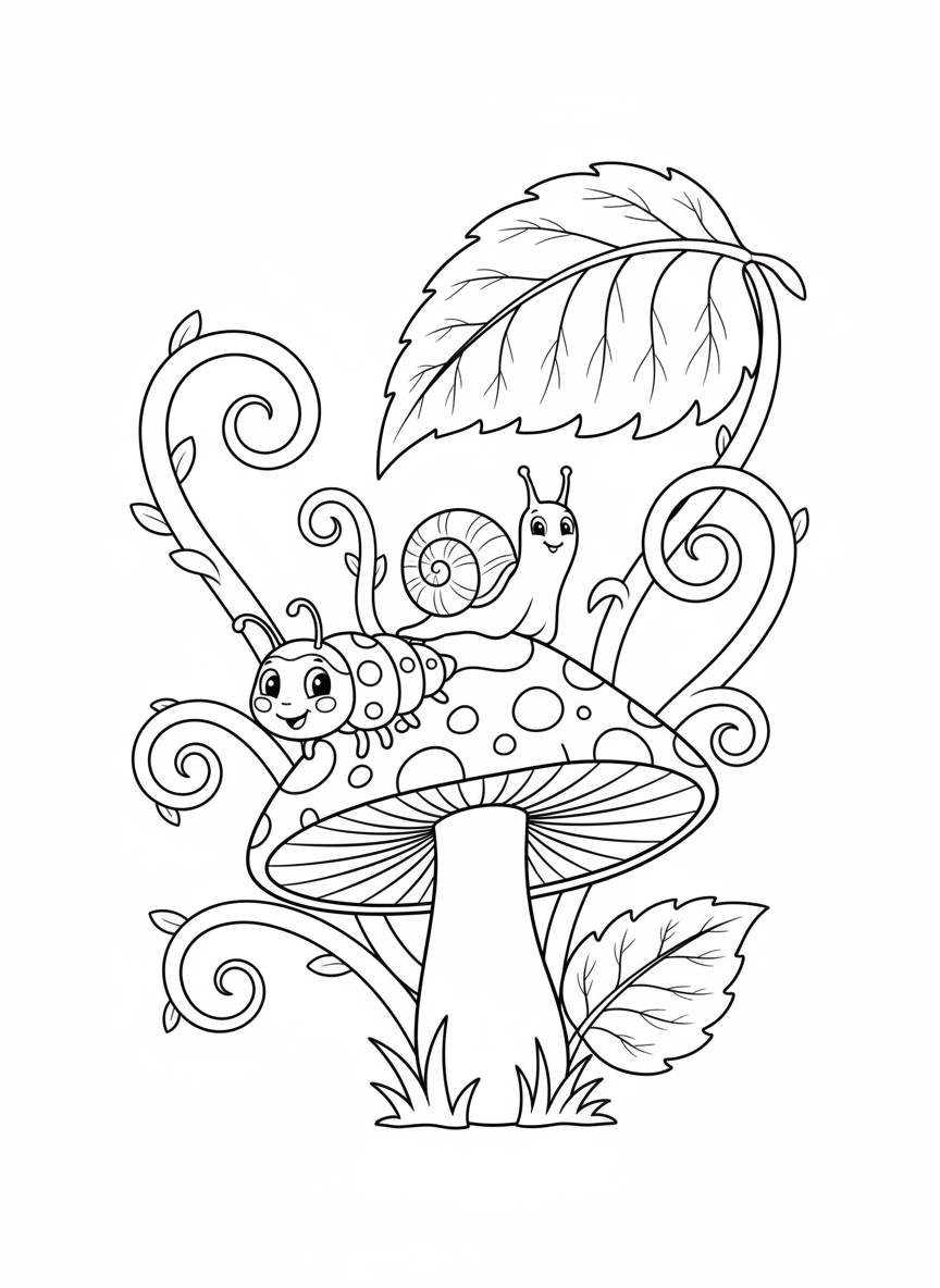 Ladybug Larva Garden Adventure Coloring Page