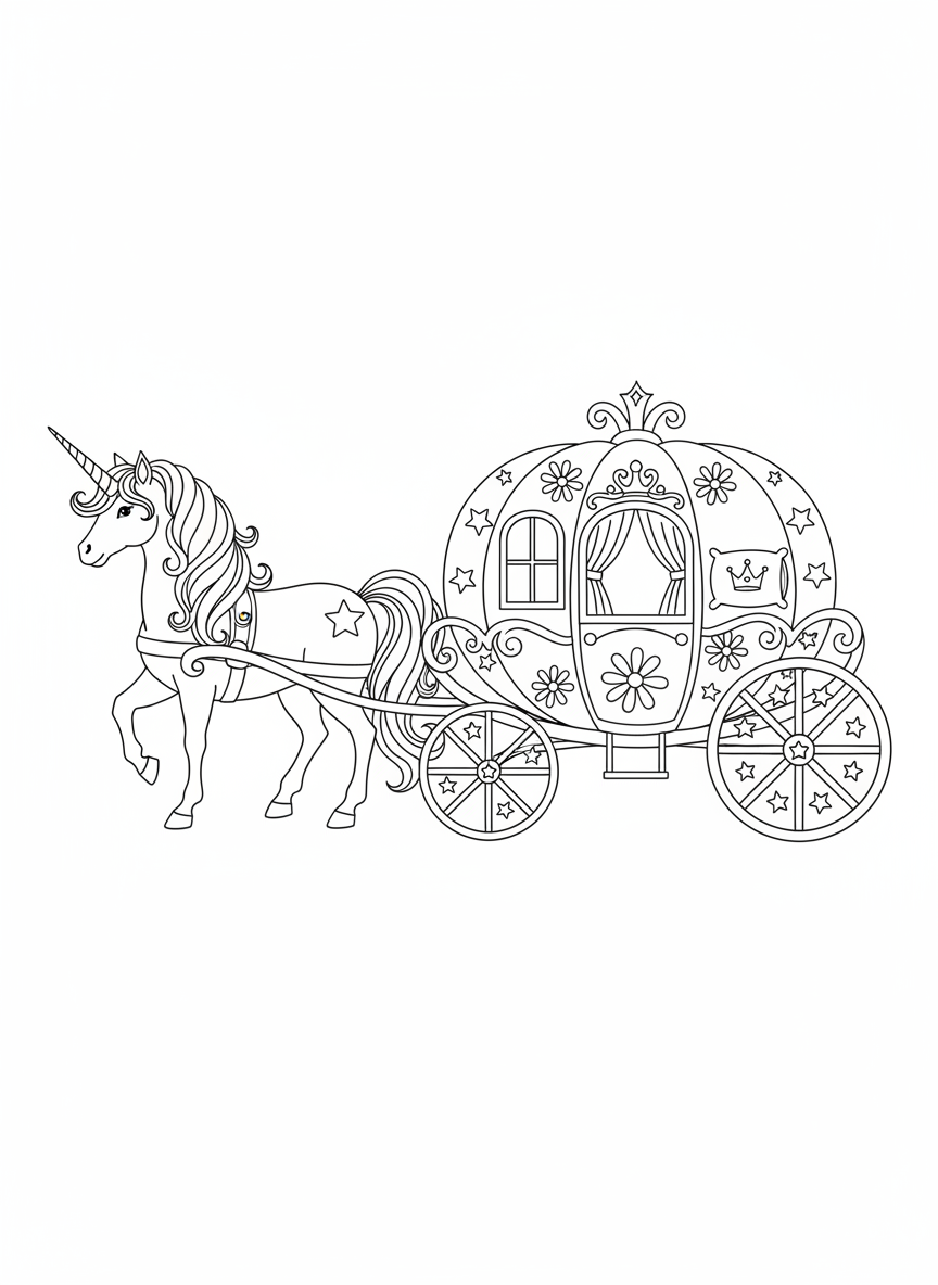 魔法獨角獸馬車著色頁