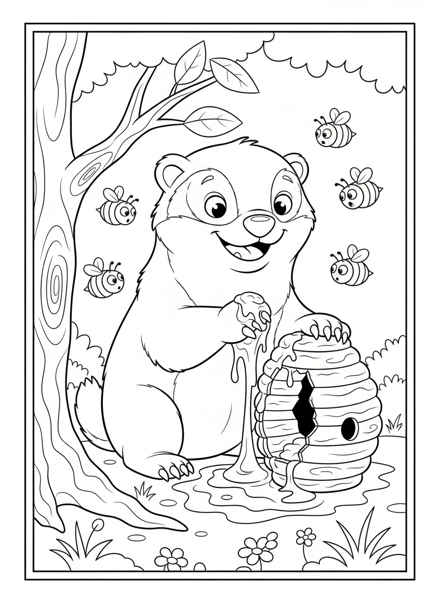 Mischievous Honey Badger & Bees