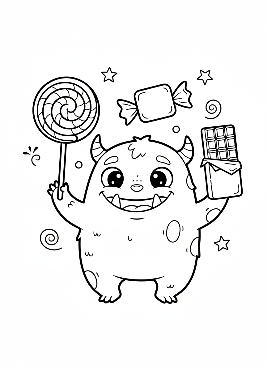 Mischievous Monster Juggling Candies