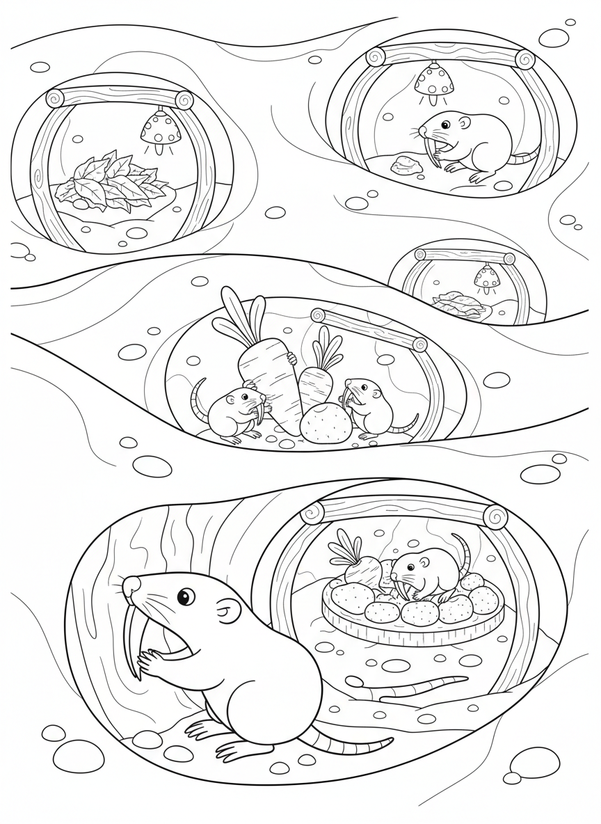 Naked Mole Rat Maze Adventure Coloring Page