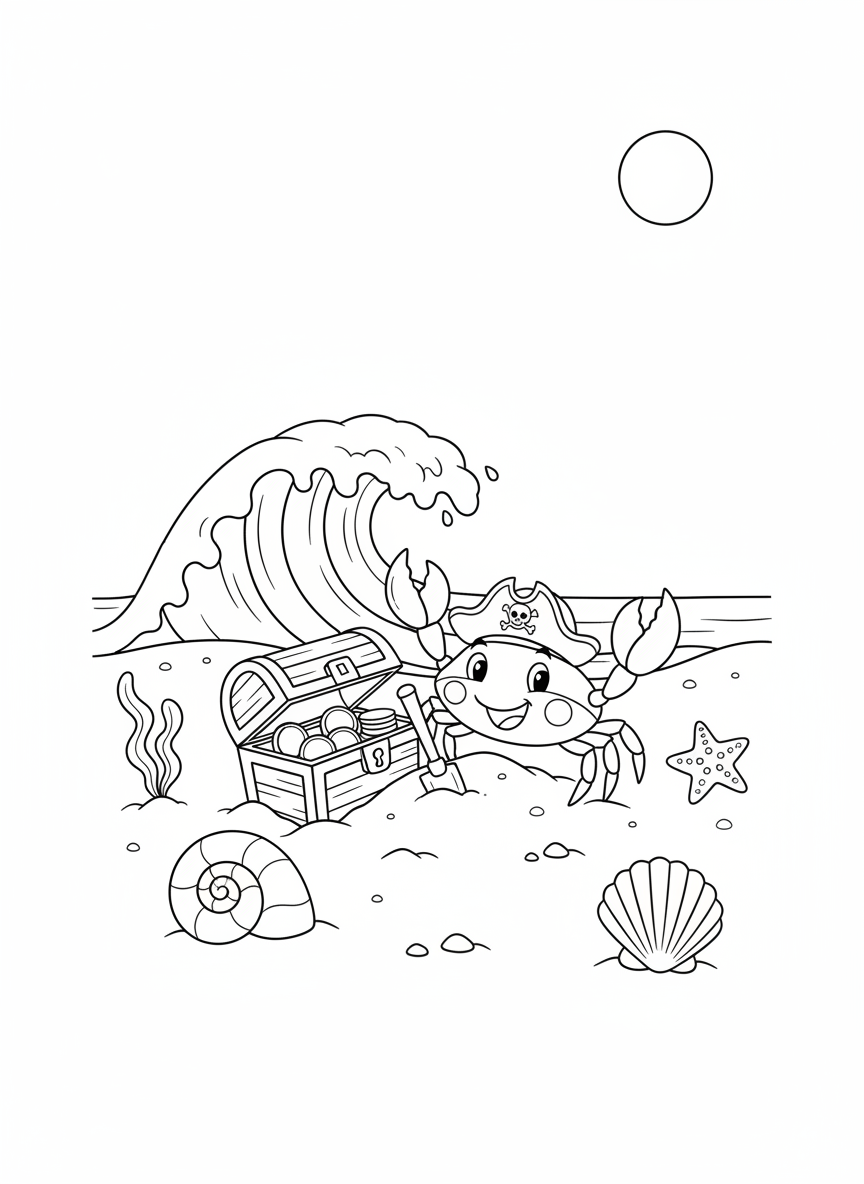 海盜螃蟹尋寶塗色頁（兒童適用）
