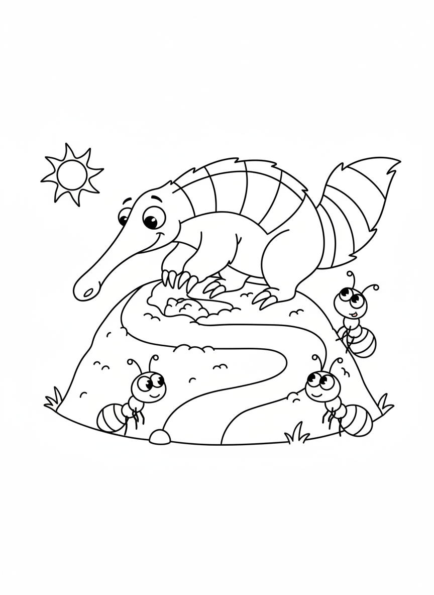食蟻獸玩耍著色頁