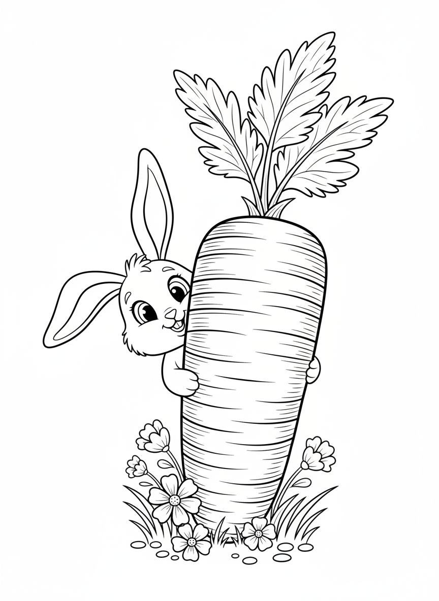 Playful Bunny with Giant Carrot
