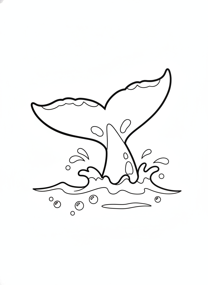 Playful Humpback Whale Tail Coloring Page for Kids