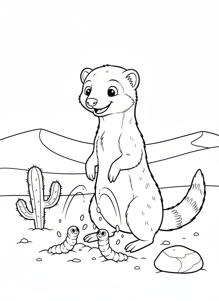 Playful Mongoose Digging in Desert