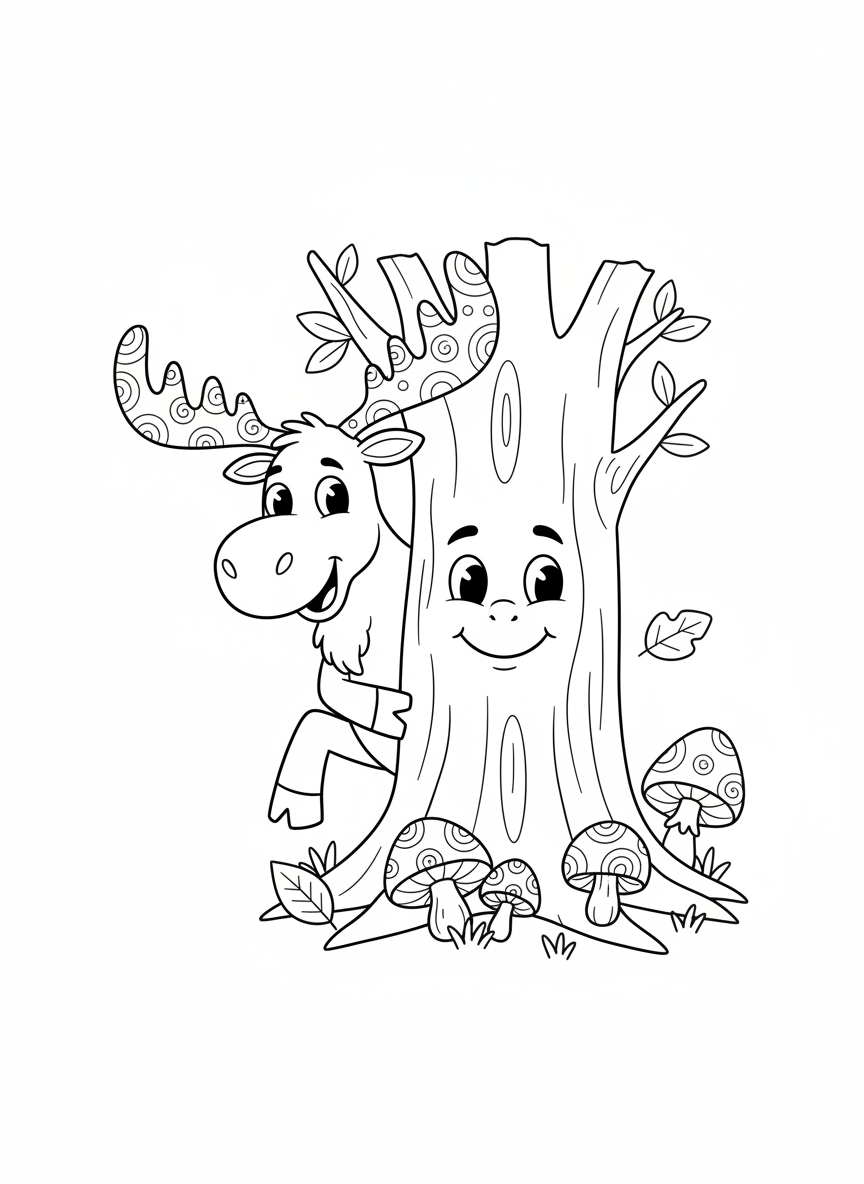 Playful Moose in Whimsical Forest