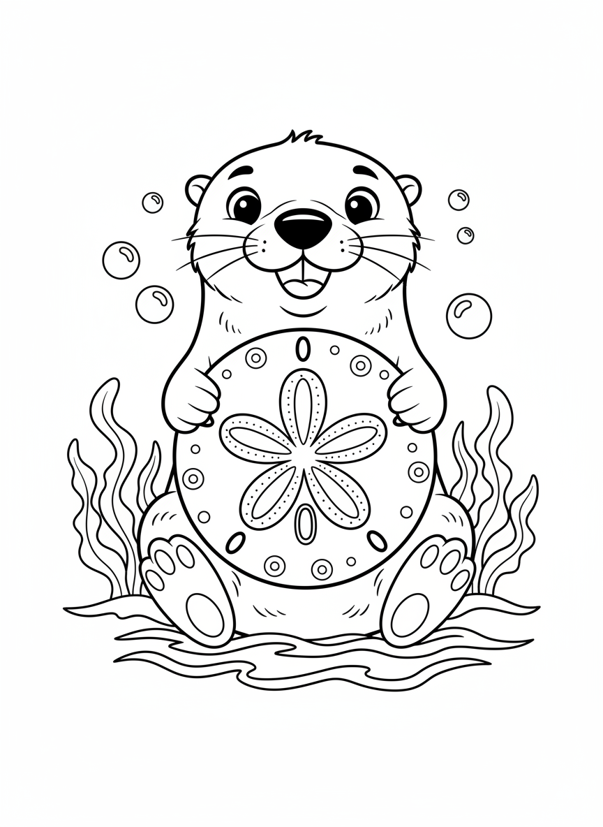 頑皮海獺與沙錢著色頁