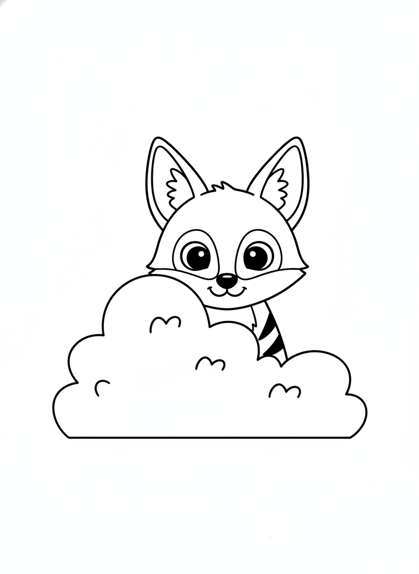 Playful Side-Striped Jackal Peeking Coloring Page for Kids