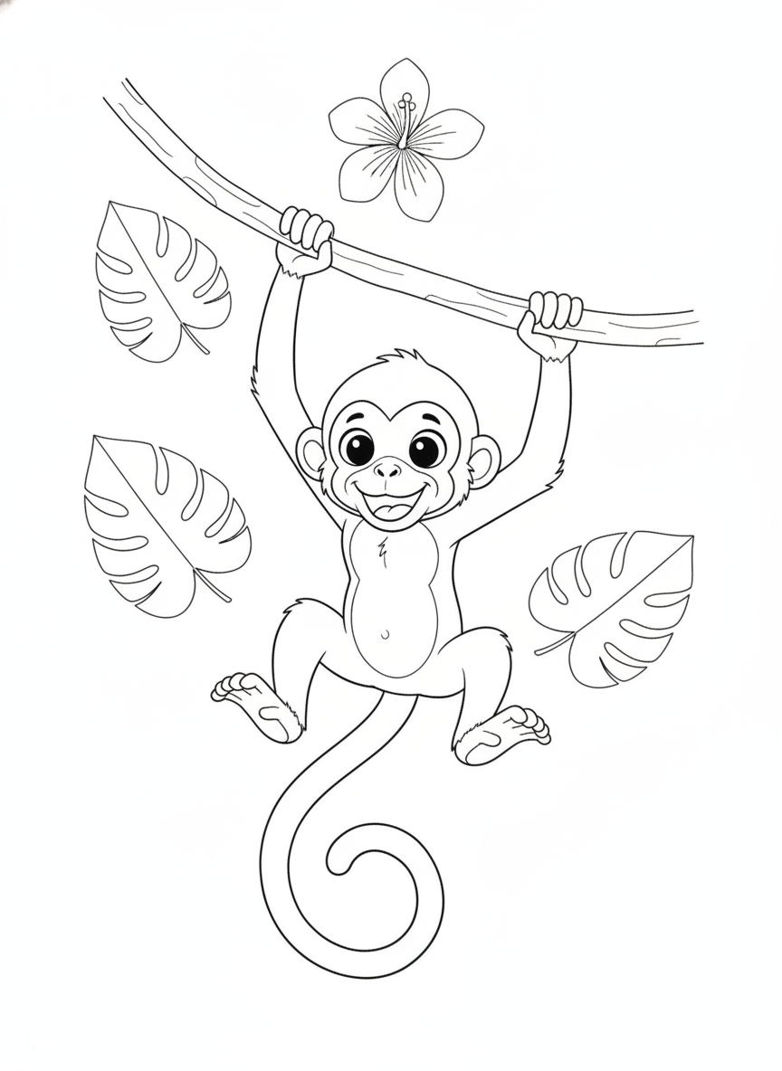 Playful Spider Monkey Swinging in the Jungle