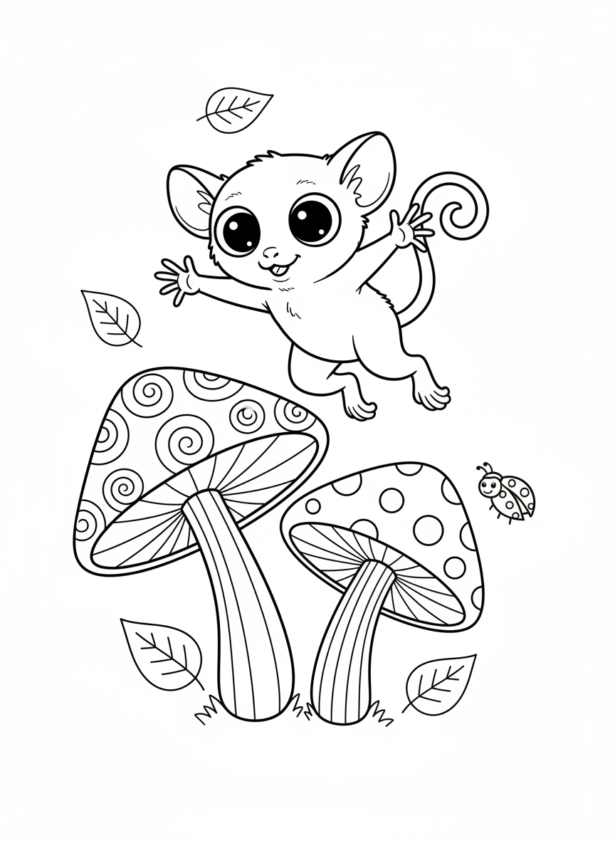 Playful Tarsier Leap Coloring Page for Kids