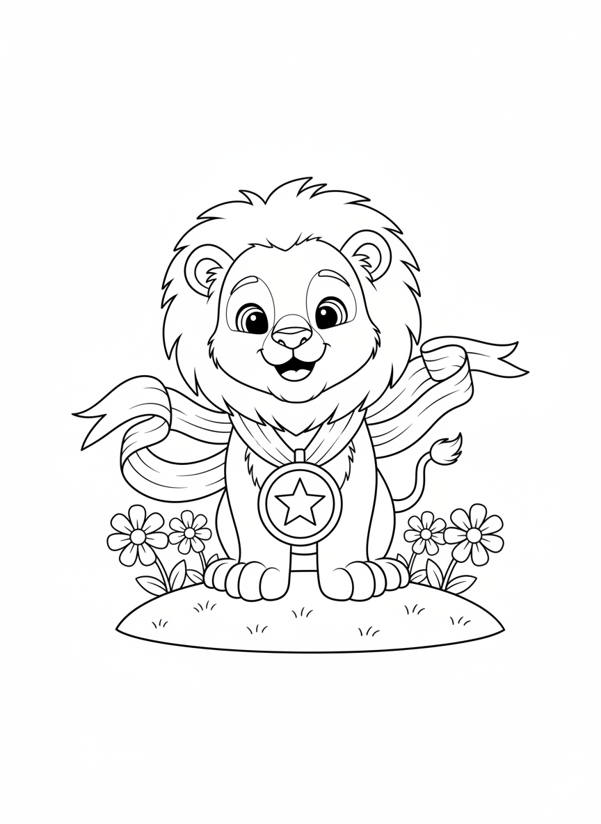 Proud Lion Cub Coloring Page