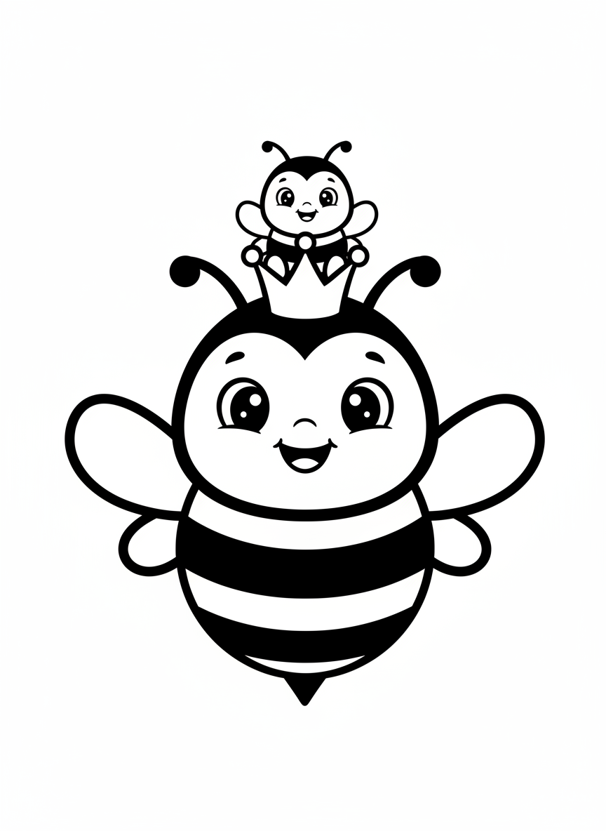 Queen Bee & Baby Bee Coloring Page for Kids