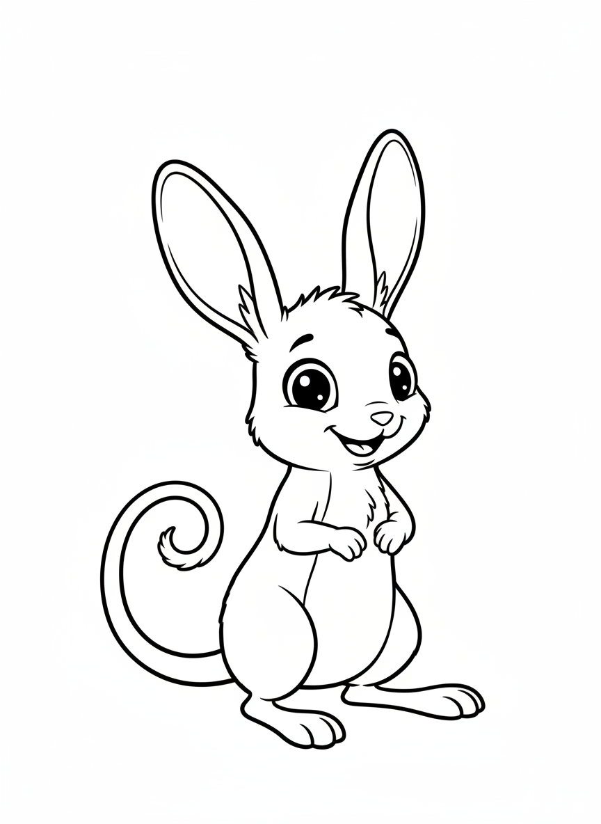 Smiling Jerboa Coloring Page for Kids