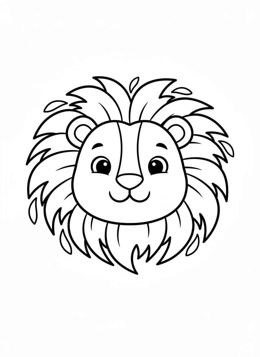 Smiling Lion Firework Head Coloring Page