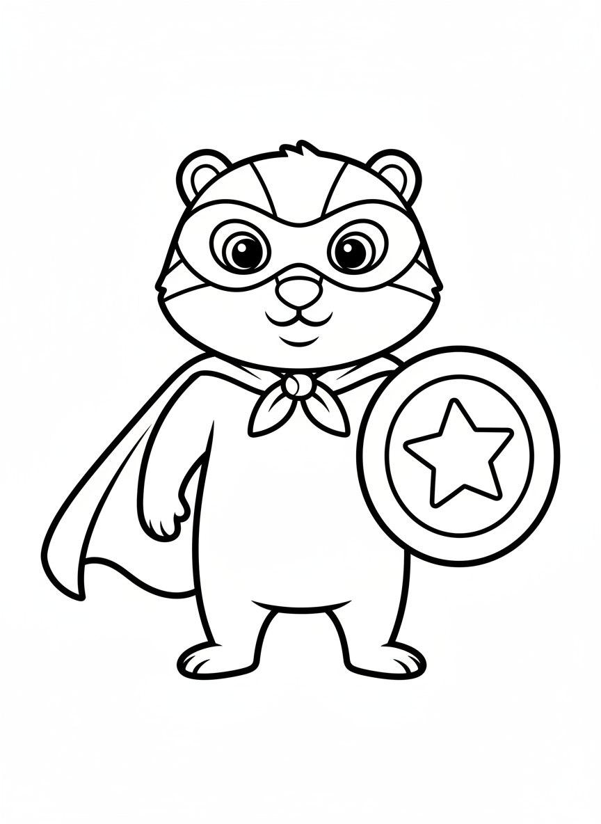 Superhero Honey Badger Coloring Page for Kids